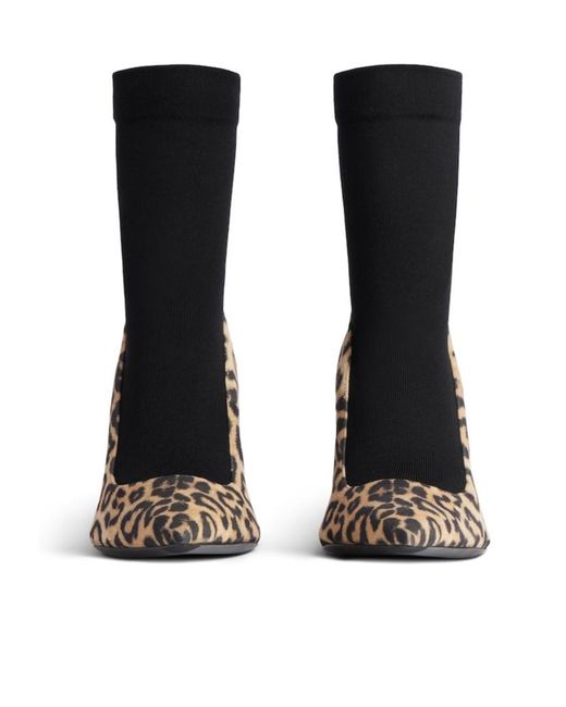 Balenciaga Brown Leopard Printed Avenue Sock Pumps
