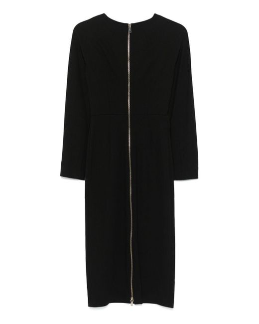Semicouture Black Round Neck Long Sleeve Dress