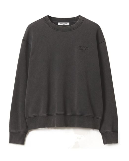 Maison Kitsuné Black Maison Kitsuné Logo Crewneck Sweatshirt for men