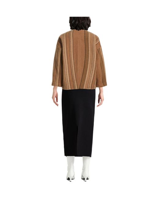 Rag & Bone Brown Long Striped Single- Coat