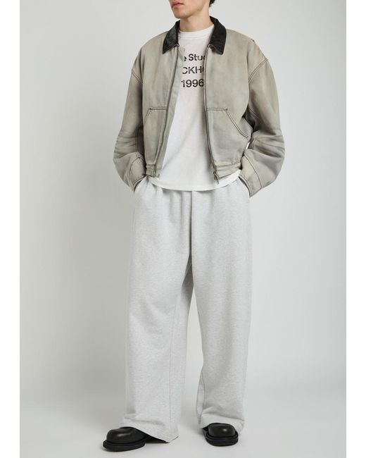 Acne Gray Leather-Trim Cotton-Twill Jacket for men