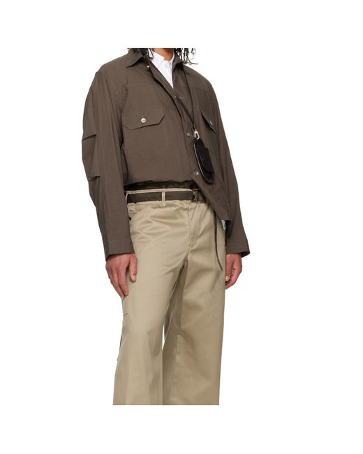 Sacai Brown Button-Up High Neck Jacket for men