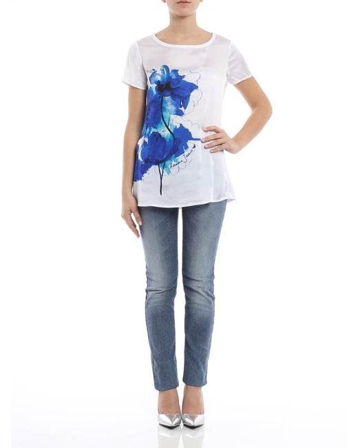 Armani Jeans Blue Printed T-Shirt With Round Neck