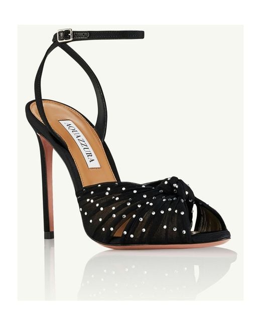 Aquazzura Black Slow Kisses Ankle Strap Sandals