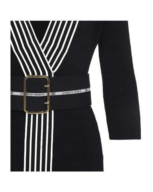 Elisabetta Franchi Black Knitted Belted Mini Dress