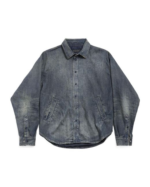 Balenciaga Gray Long-Sleeved Denim Overshirt for men