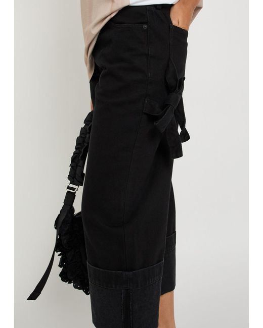 Simone Rocha Black Turn-Up Straight-Leg Cropped Jeans