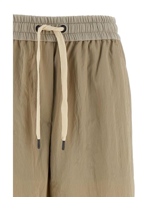 Brunello Cucinelli Natural Straight-Leg Drawstring Trousers