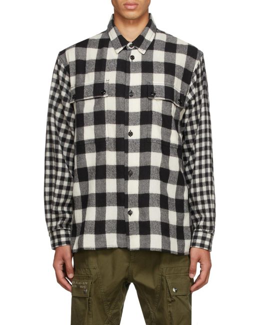 DIESEL Black Flannel Checked Knitted Shirt for men