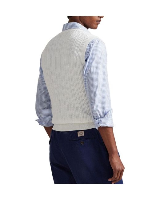 Polo Ralph Lauren White Knit Vest With Horse Emblem for men