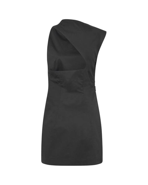 St. Agni Black Asymmetric Tuck Mini Dress