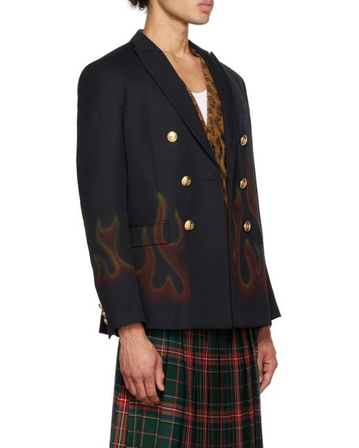 Palm Angels Blue Burning Double-Breasted Blazer for men