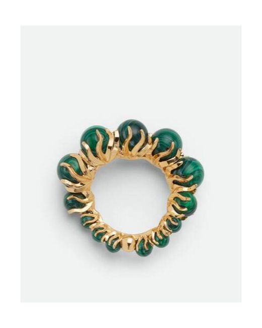 Bottega Veneta Green Logo Ring