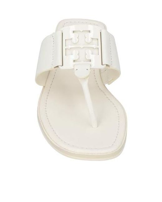 Tory Burch White Simple Leather Slides