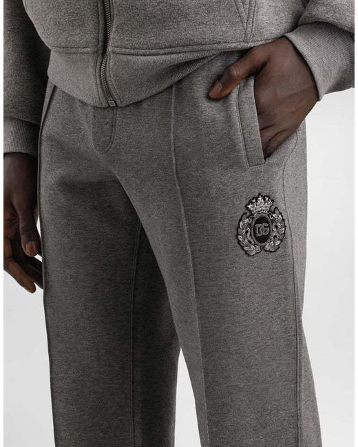 Dolce & Gabbana Gray Logo Patch Jersey Joggers for men