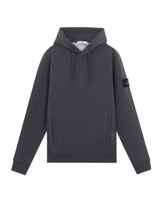 Stone Island Gray Compass Patch Drawstring Hoodie for men