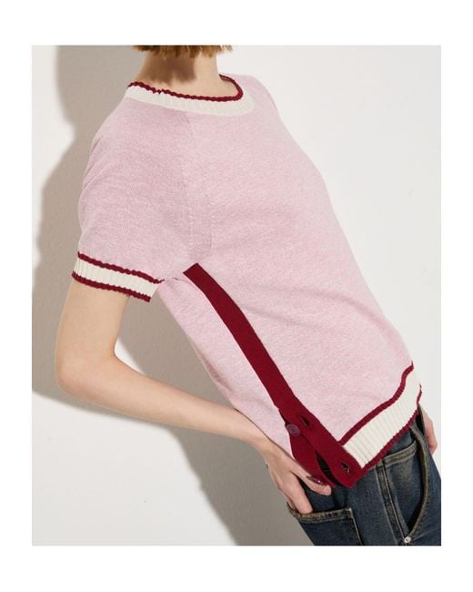 MAX&Co. Pink Short-Sleeved Knitted T-Shirt