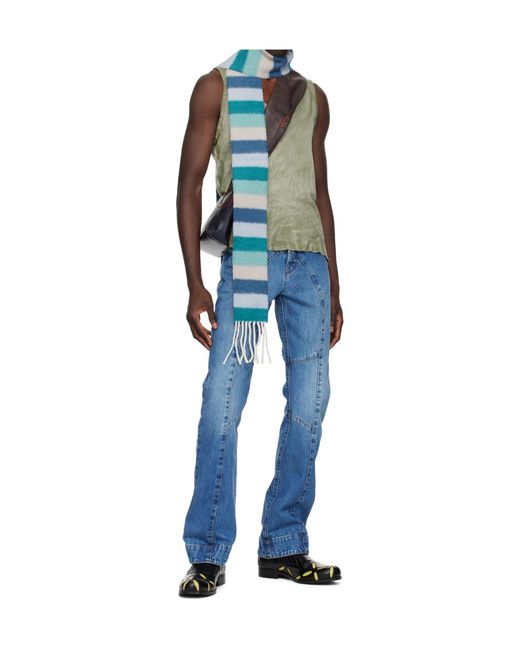 Edward Cuming Blue Patchwork Denim Pants for men