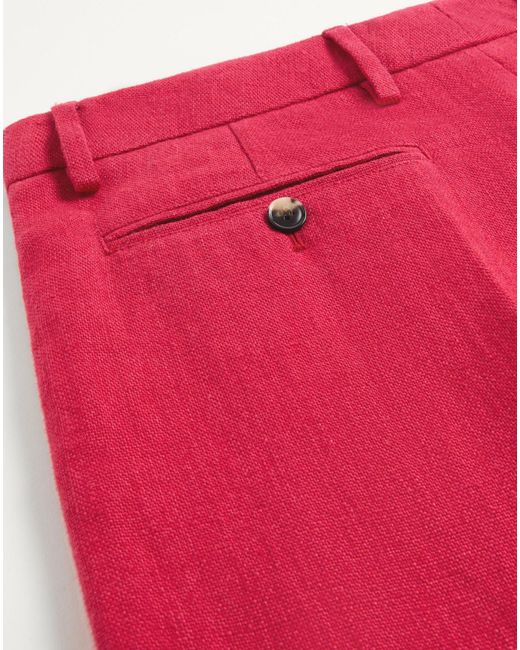Valentino Red Cuffed Linen Bermuda Shorts for men