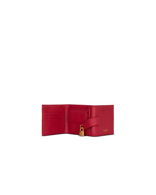 Balmain Red Pulse Trifold Smooth Leather Wallet
