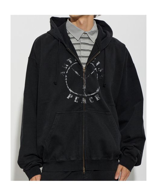 Vetements Black Long-Sleeved Hooded Sweatshirt for men