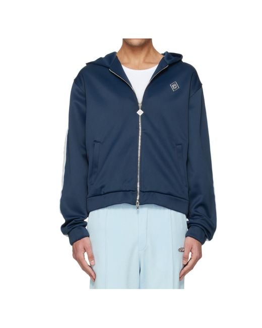 Casablanca Blue Logo Tape Zip Hoodie for men