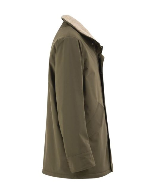 Herno Green Long Sleeved Shearling Collar Jacket for men