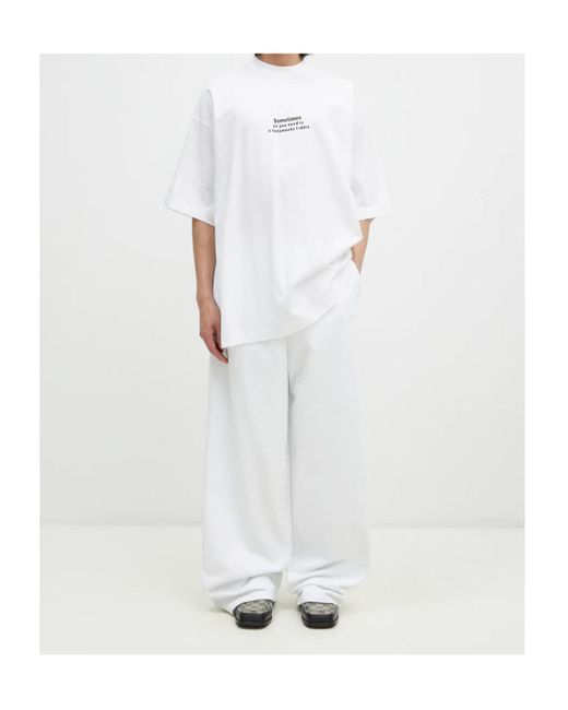 Vetements White Elastic Waist Casual Pants for men