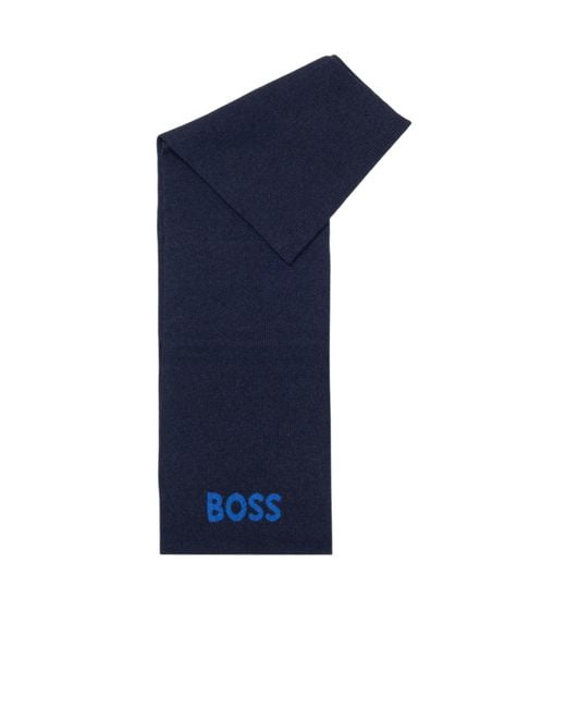 Boss Blue Patterned Scarf for men