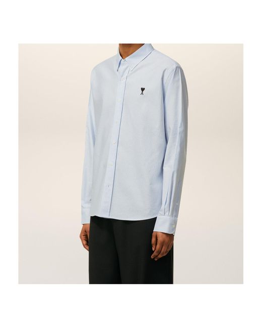 AMI White Stripe Cotton Adc Shirt for men