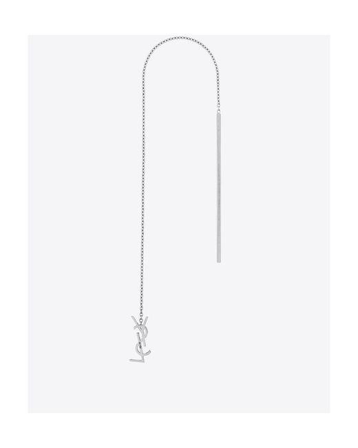 Saint Laurent White Cassandre Drop Earring for men