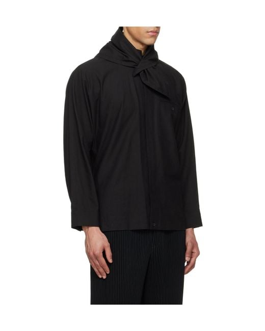 Homme Plissé Issey Miyake Black Chest-Pocket Shirt for men