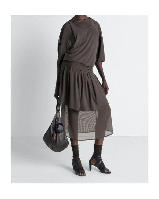 lemaire draped mesh jersey maxi dress Lemaire Draped jersey and mesh maxi dress Lemaire