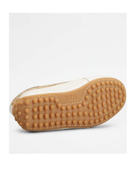 Tod's White Lace-Up Tweed Sneakers