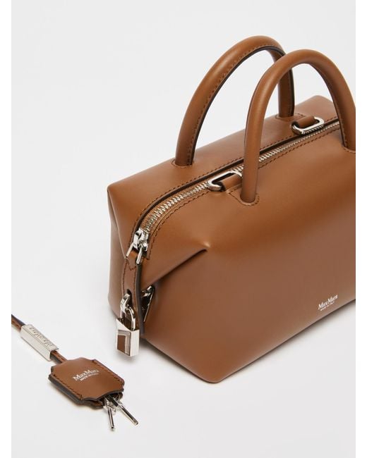 Max Mara Brown Small Natural Leather Bowler Bag