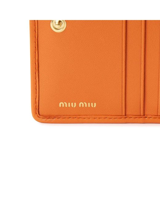 Miu Miu Orange Matelassé Logo Wallet