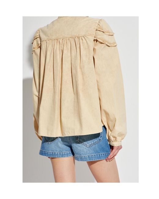 Isabel Marant Natural Ruffled Cotton Shirt
