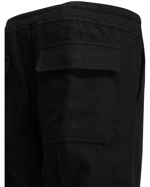 Rick Owens Black Dietrch Drawstrings Parachute Pants for men