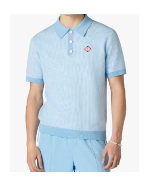 Casablanca Blue Striped Logo Polo Shirt for men