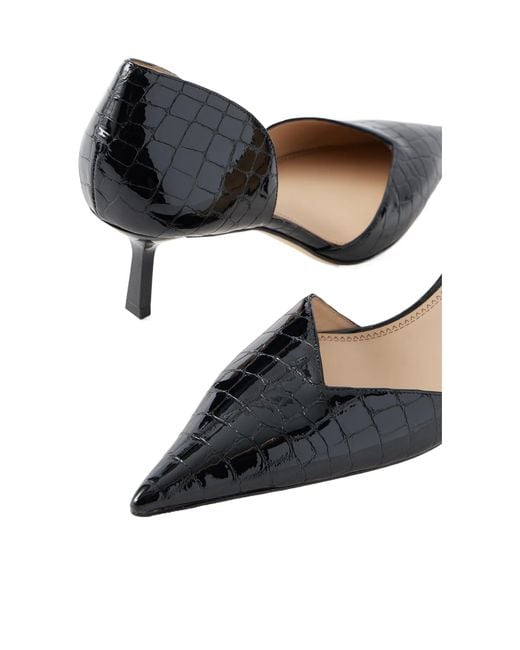 Victoria Beckham Black 55 Croc-Effect Leather Pumps
