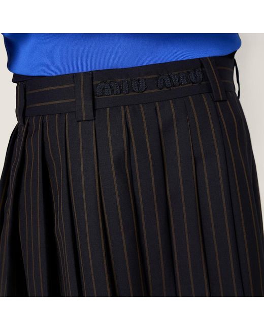 Miu Miu Black Pleated Pinstripe Miniskirt