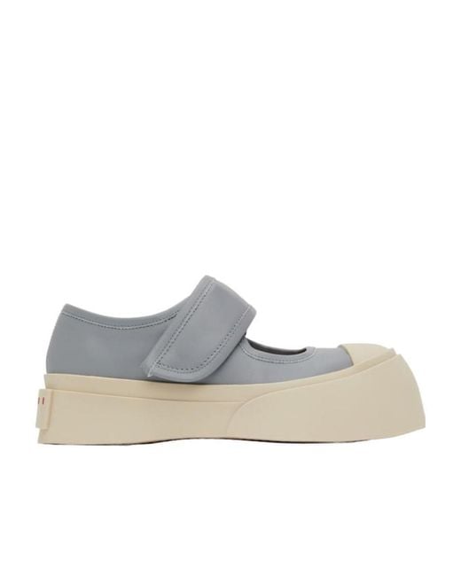 Marni Gray Pablo Touch-Strap Low-Top Sneakers