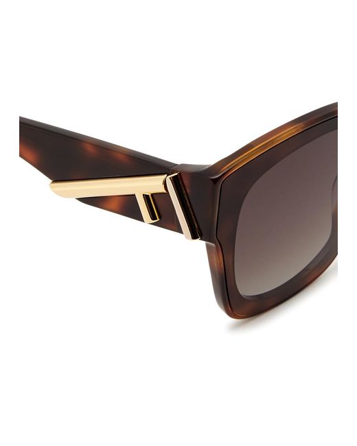 Fendi Brown Round Square-Frame Sunglasses