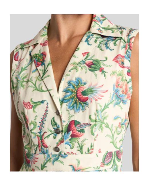 Etro White Sleeveless V-Neck Dress