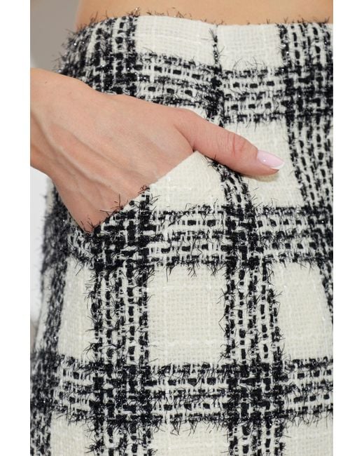 Vetements White Checked Asymmetric Tweed Skirt