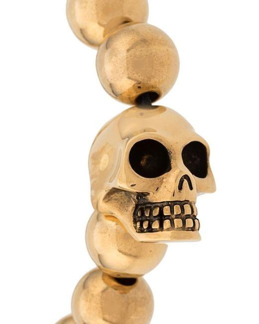 Alexander McQueen Metallic Skull Multibeaded Bracelet for men
