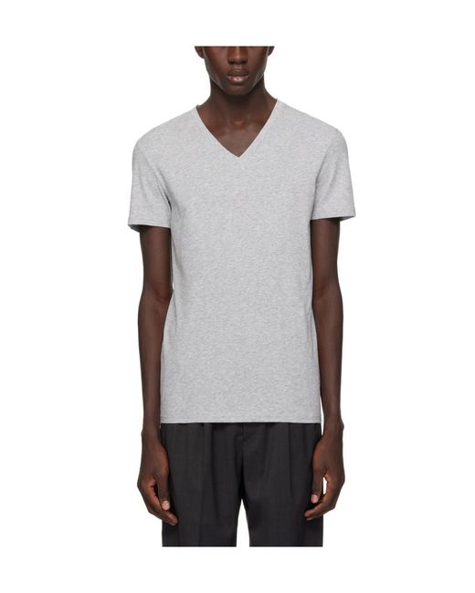 Zegna Gray V-Neck Short-Sleeved T-Shirt for men