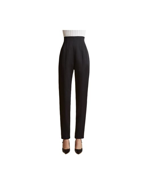 Khaite Black High Waisted Cropped Trousers