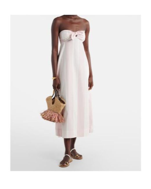 Posse White Rosie Striped Cotton Midi Dress