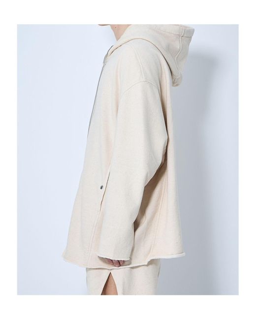 Rick Owens Natural Drawstring Zip-Up Hoodie for men
